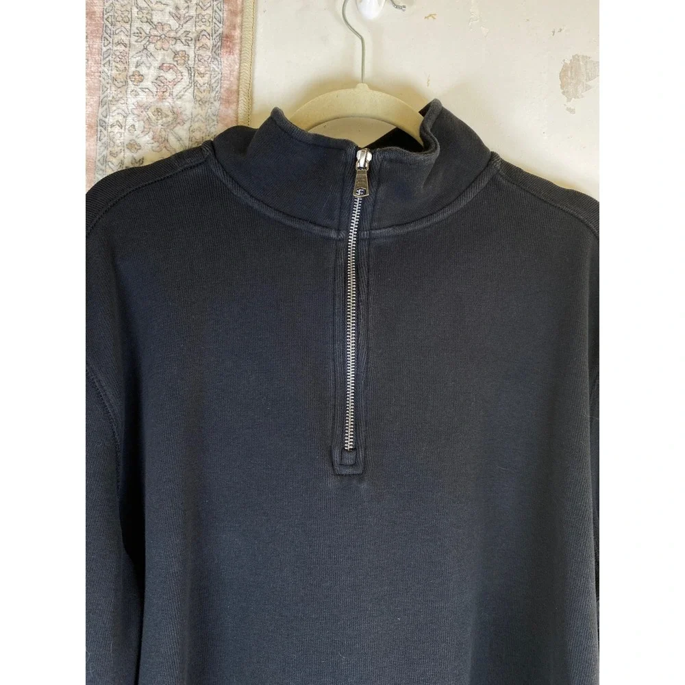Banana Republic Quarter Zip Pullover Mens XL Black Excellent Cotton Blend Mock
